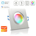 Einbauspot IP44 eckig - Farbe: Alu-gebürstet - LED Leuchtmittel: GU10 5W RGB+CCT Smart Tuya