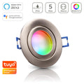 Einbauspot IP44 rund starr - Farbe: Edelstahl-gebürstet - LED Leuchtmittel: GU10 5W RGB+CCT Smart Tuya