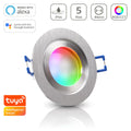 Einbauspot IP44 rund starr - Farbe: Alu-gebürstet - LED Leuchtmittel: GU10 5W RGB+CCT Smart Tuya