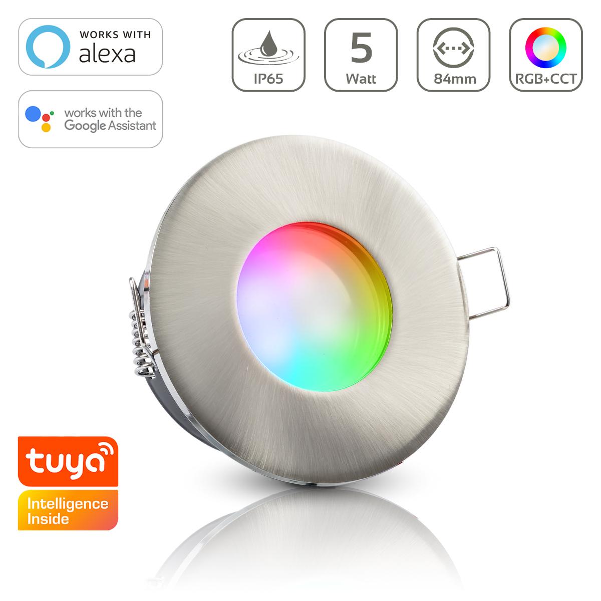 Einbauspot IP65 rund - Farbe: Edelstahl - LED Leuchtmittel: GU10 5W RGB+CCT Smart