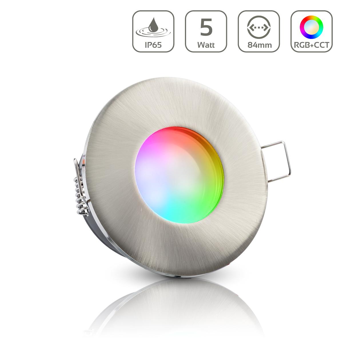 Einbauspot IP65 rund - Farbe: Edelstahl - LED Leuchtmittel: GU10 5W RGB+CCT