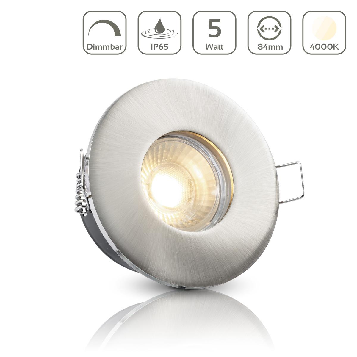 Einbauspot IP65 rund - Farbe: Edelstahl - LED Leuchtmittel: GU10 5W neutralweiß dimmbar