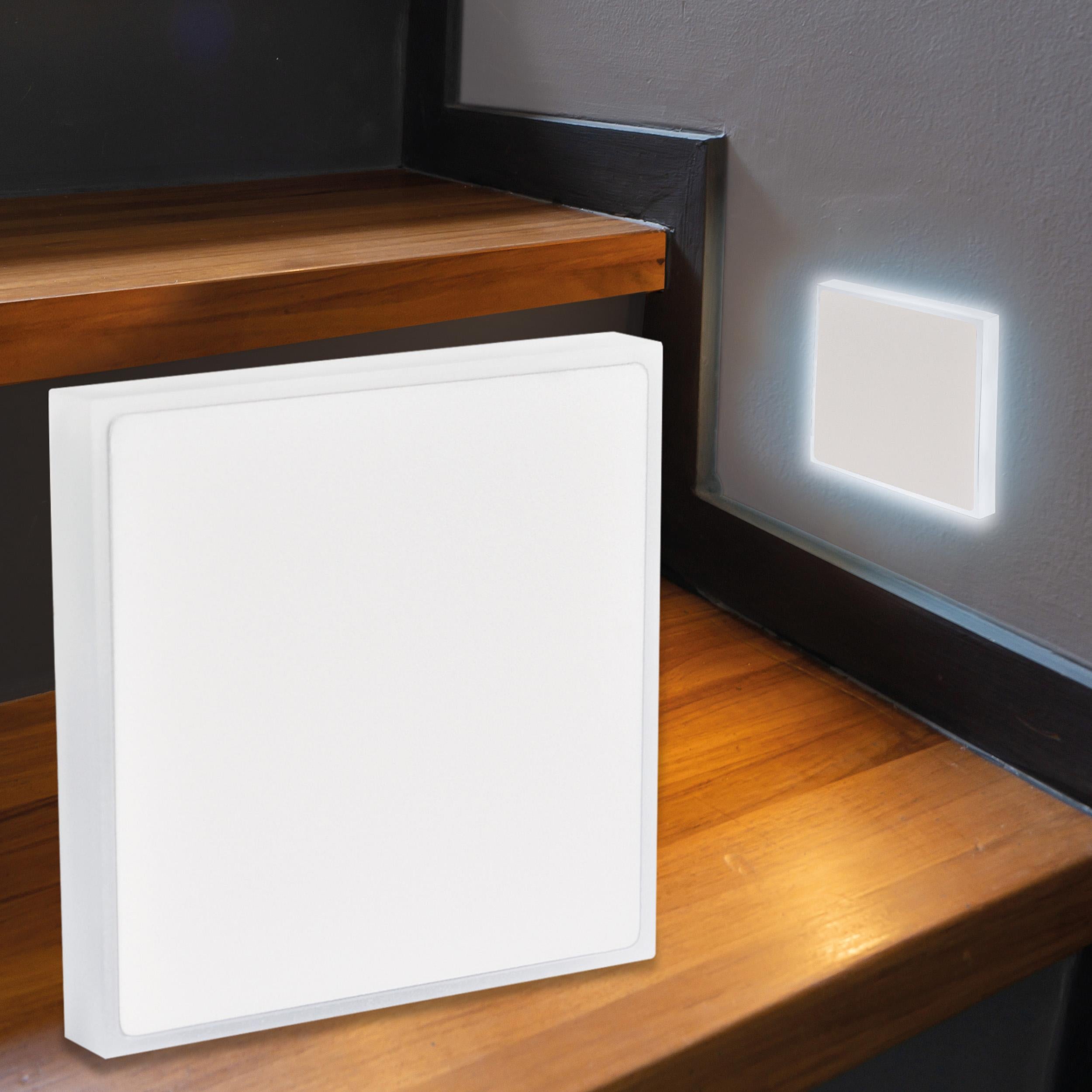 LED Treppenleuchte eckig weiß - Lichtfarbe: Kaltweiß 1,5W - Lichtaustritt: Halo