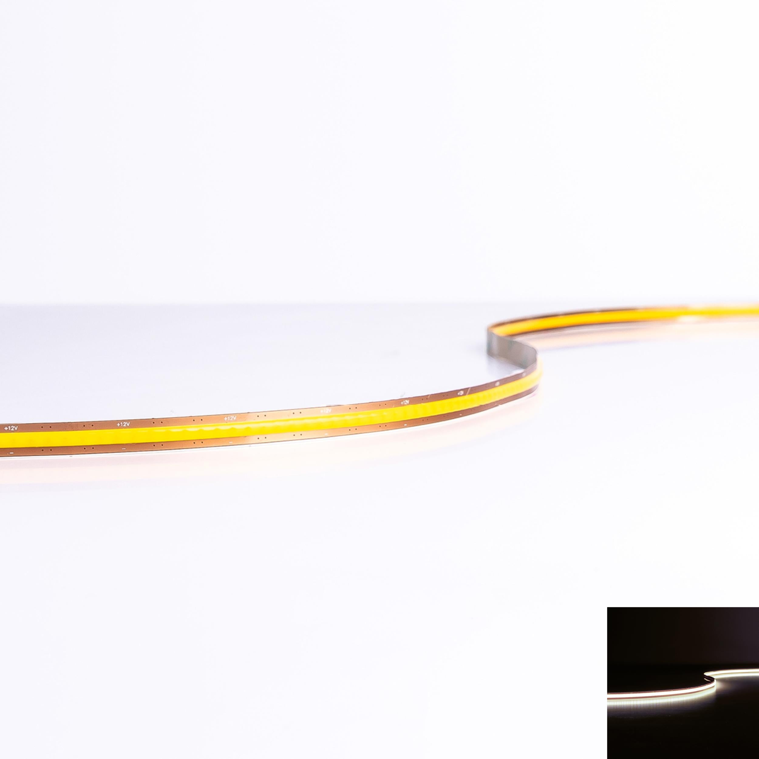 COB 12V Free Cut LED Streifen 5M 10W/m 600LED/m 8mm IP20 - Lichtfarbe: Neutralweiß 4000K