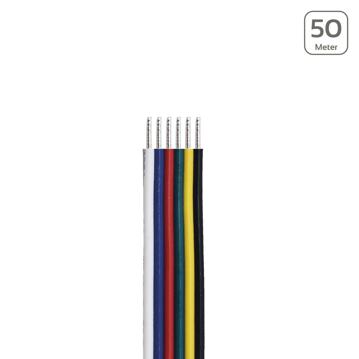 LED Kabel RGB+CCT 6-polig - Querschnitt: 6x0,34mm² / AWG22 - Länge: 50m