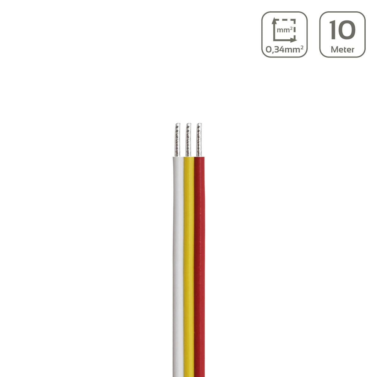 LED Kabel CCT 3-polig - Querschnitt: 3x0,34mm² / AWG22 - Länge: 10m
