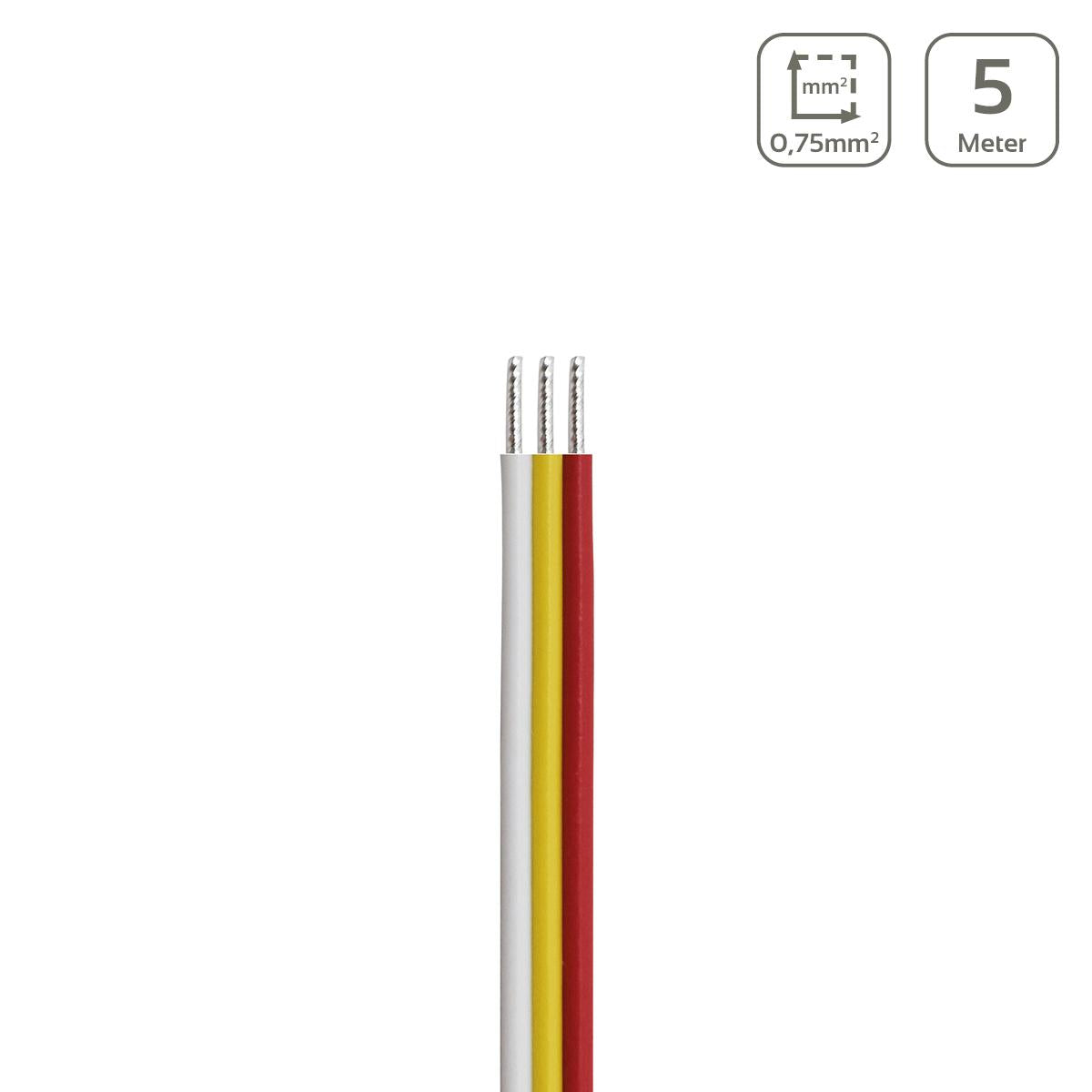 LED Kabel CCT 3-polig - Querschnitt: 3x0,75mm² / AWG18 - Länge: 5m