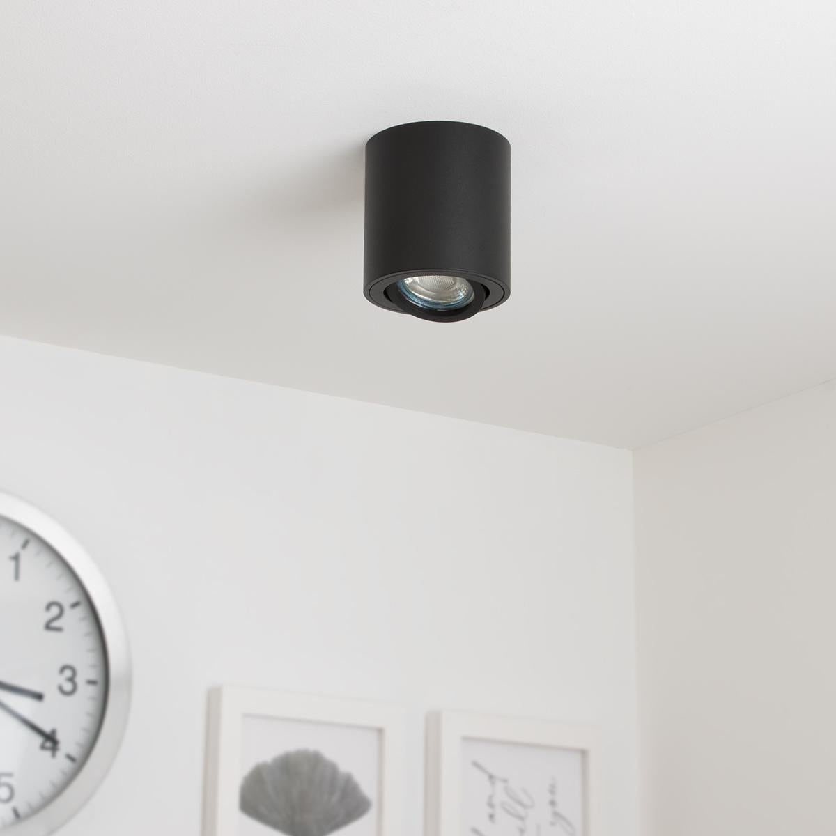 Runder Aufbaustrahler schwenkbar Deckenbeleuchtung - Farbe: schwarz - LED Leuchtmittel: Ohne