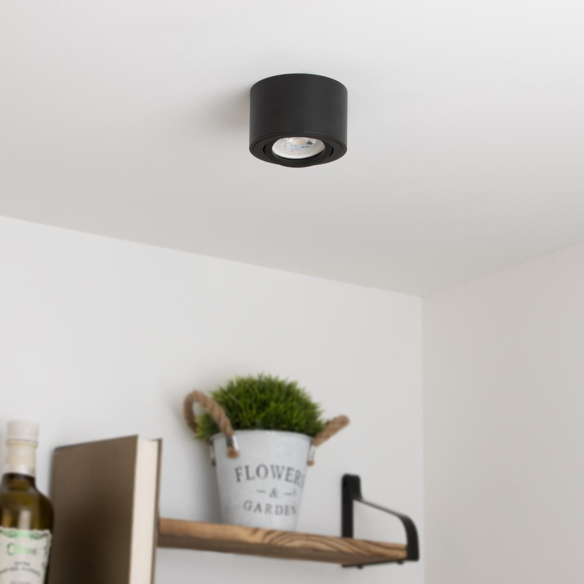 Flacher Aufbaustrahler rund schwenkbar Deckenleuchte - Farbe: schwarz - LED Leuchtmittel: Ohne
