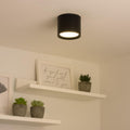 Flache Aufbauleuchte IP44 GX53 - Farbe: schwarz - Leuchtmittel: 6W warmweiß dimmbar
