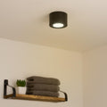 Flacher Aufbaustrahler rund IP44 Deckenleuchte - Farbe: schwarz - LED Leuchtmittel: 5W Warmweiß 230V dimmbar 60°