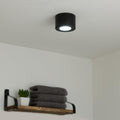 Flacher Aufbaustrahler rund IP44 Deckenleuchte - Farbe: schwarz - LED Leuchtmittel: 5W Neutralweiß 230V dimmbar 60°