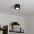 Flacher Aufbaustrahler rund schwenkbar Deckenleuchte - Farbe: schwarz - LED Leuchtmittel: 5W Neutralweiß 230V dimmbar 60°