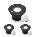 LED Bodeneinbaustrahler Schwarz FLACH rund 230V IP67 - Leuchtmittel: 5W 4000K DIMMBAR 120° - Anzahl: 3x