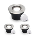 LED Bodeneinbaustrahler FLACH rund Edelstahl 230V IP67 - Leuchtmittel: 5W 4000K DIMMBAR 120° - Anzahl: 3x