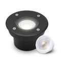 LED Bodeneinbaustrahler Schwarz FLACH rund 230V IP67 - Leuchtmittel: 5W 4000K DIMMBAR 60° - Anzahl: 1x