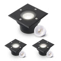 LED Bodeneinbaustrahler Schwarz FLACH eckig 230V IP67 - Leuchtmittel: 5W 4000K DIMMBAR 60° - Anzahl: 3x