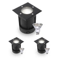 LED Bodeneinbaustrahler Schwarz eckig 230V IP67 - Leuchtmittel: GU10 5W 4000K DIMMBAR - Anzahl: 3x