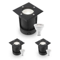 LED Bodeneinbaustrahler Schwarz eckig 230V IP67 - Leuchtmittel: GU10 4W 4000K - Anzahl: 3x