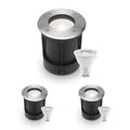 LED Bodeneinbaustrahler rund Edelstahl 230V IP67 - Leuchtmittel: GU10 4W 4000K - Anzahl: 3x