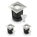 LED Bodeneinbaustrahler eckig Edelstahl 230V IP67 - Leuchtmittel: GU10 4W 4000K - Anzahl: 3x
