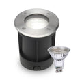 LED Bodeneinbaustrahler rund Edelstahl 230V IP67 - Leuchtmittel: GU10 5W 4000K DIMMBAR - Anzahl: 1x