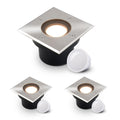 LED Bodeneinbaustrahler flach eckig Edelstahl 230V IP67 - Leuchtmittel: 5W 2700K DIMMBAR 120° - Anzahl: 3x