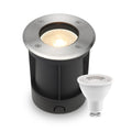 LED Bodeneinbaustrahler rund Edelstahl 230V IP67 - Leuchtmittel: GU10 4W 2700K - Anzahl: 1x