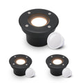 LED Bodeneinbaustrahler Schwarz FLACH rund 230V IP67 - Leuchtmittel: 5W 2700K DIMMBAR 120° - Anzahl: 3x