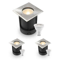 LED Bodeneinbaustrahler eckig Edelstahl 230V IP67 - Leuchtmittel: GU10 4W 2700K - Anzahl: 3x