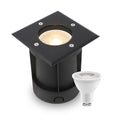 LED Bodeneinbaustrahler Schwarz eckig 230V IP67 - Leuchtmittel: GU10 4W 2700K - Anzahl: 1x