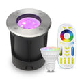 LED Bodeneinbaustrahler rund Edelstahl 230V IP67 - Leuchtmittel: GU10 RGB+CCT DIMMBAR inkl. Fernbedienung - Anzahl: 1x
