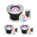 LED Bodeneinbaustrahler FLACH rund Edelstahl 230V IP67 - Leuchtmittel: 5W RGB+CCT DIMMBAR 60° - Anzahl: 3x