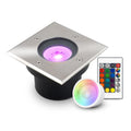 LED Bodeneinbaustrahler flach eckig Edelstahl 230V IP67 - Leuchtmittel: 5W RGB+CCT DIMMBAR 60° - Anzahl: 1x