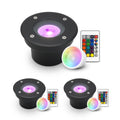 LED Bodeneinbaustrahler Schwarz FLACH rund 230V IP67 - Leuchtmittel: 5W RGB+CCT DIMMBAR 60° - Anzahl: 3x