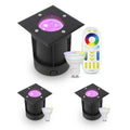 LED Bodeneinbaustrahler Schwarz eckig 230V IP67 - Leuchtmittel: GU10 RGB+CCT DIMMBAR inkl. Fernbedienung - Anzahl: 3x