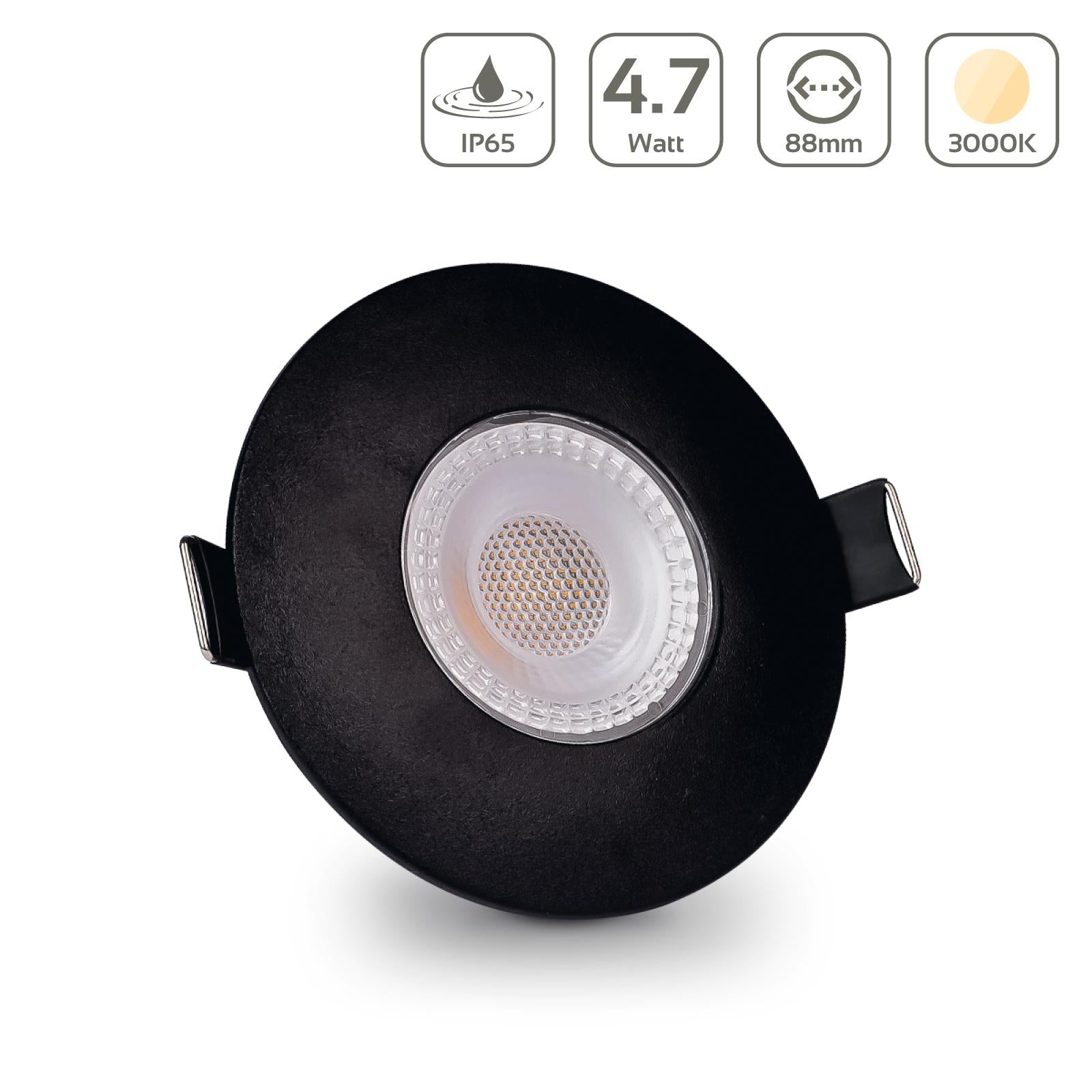 LED Einbaustrahler IP65 4,7W - Farbe: schwarz - Lichtfarbe: 3000K