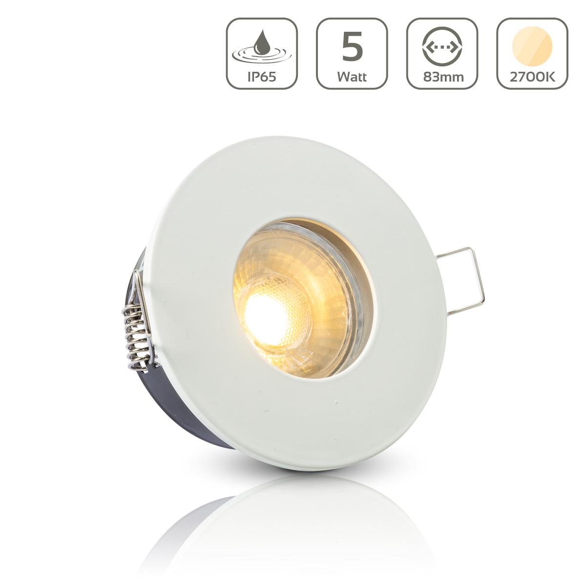 Einbauspot IP65 rund - Farbe: Weiß - LED Leuchtmittel: GU10 5W warmweiß