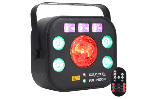 5-in-1 DMX-Lichteffekt IBIZA FULLMOON mit Wash, UV, RG Laser, Strobe & Astro