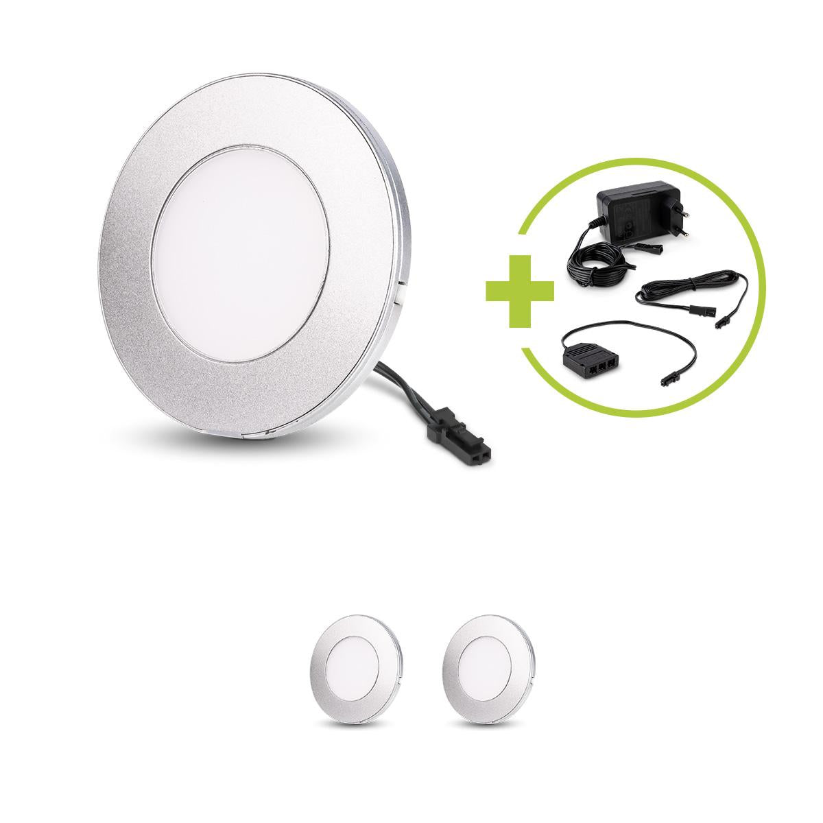 LED Spot rund 2.6W 12V 120lm IP20 Ø75x6mm Ausschnitt Ø55mm - Lichtfarbe: Neutralweiß 4000K - Anzahl: 3x