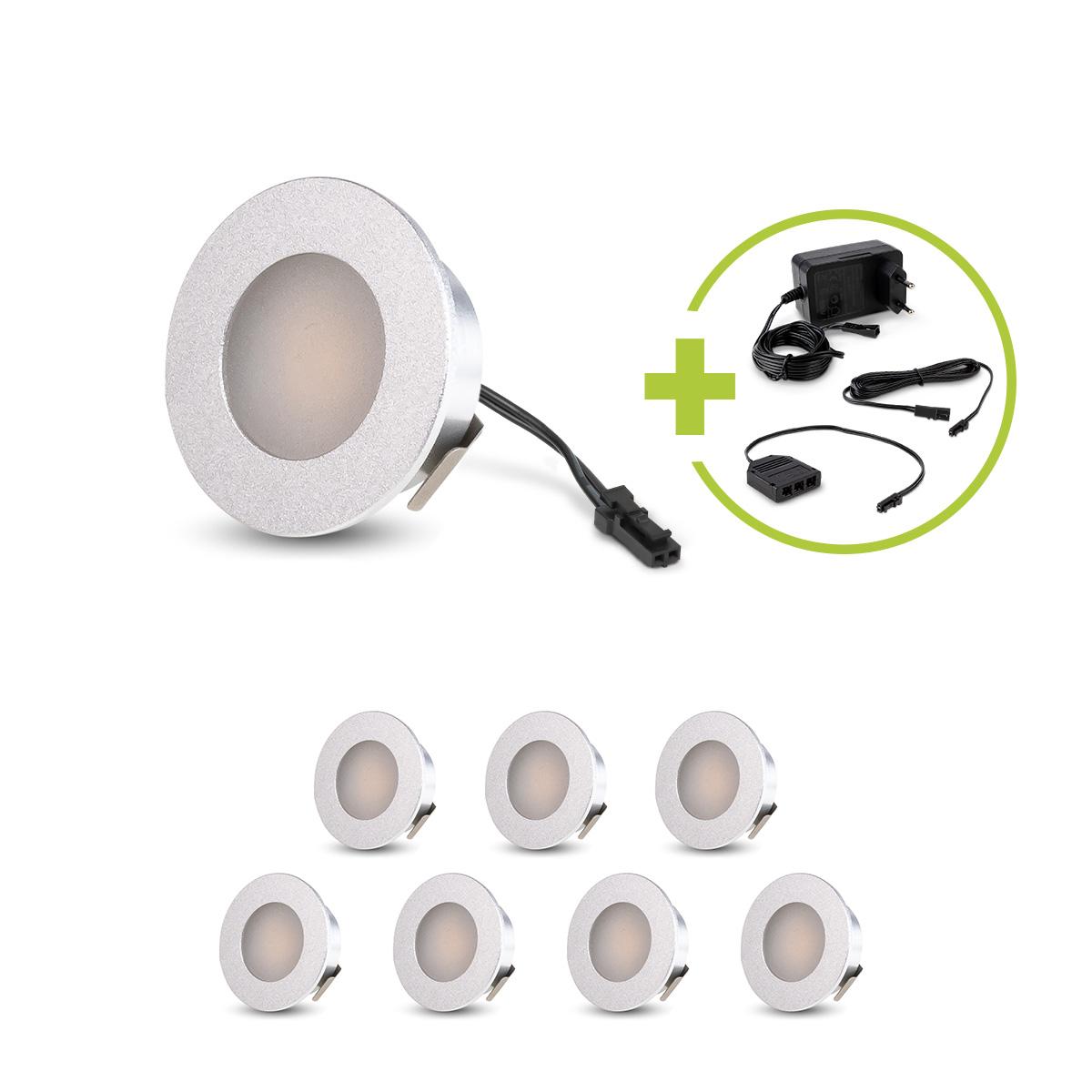 LED Mini Einbauspot rund 1.2W 12V IP20 Ausschnitt Ø32mm - Lichtfarbe: Warmweiß 3000K - Anzahl: 8x