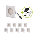 LED Mini Einbauspot eckig 1.2W 12V IP20 Ausschnitt Ø32mm - Lichtfarbe: Warmweiß 3000K - Anzahl: 10x