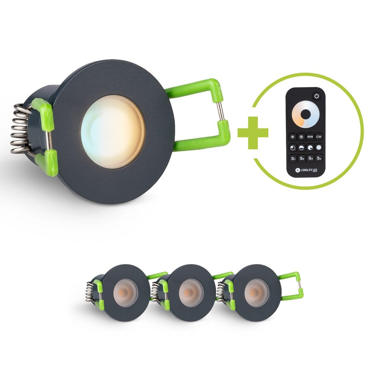 Einbaustrahler Mini Livorno 3W CCT 2700K-6500K IP65 - Farbe: anthrazit RAL 7016 - Anzahl: 4x