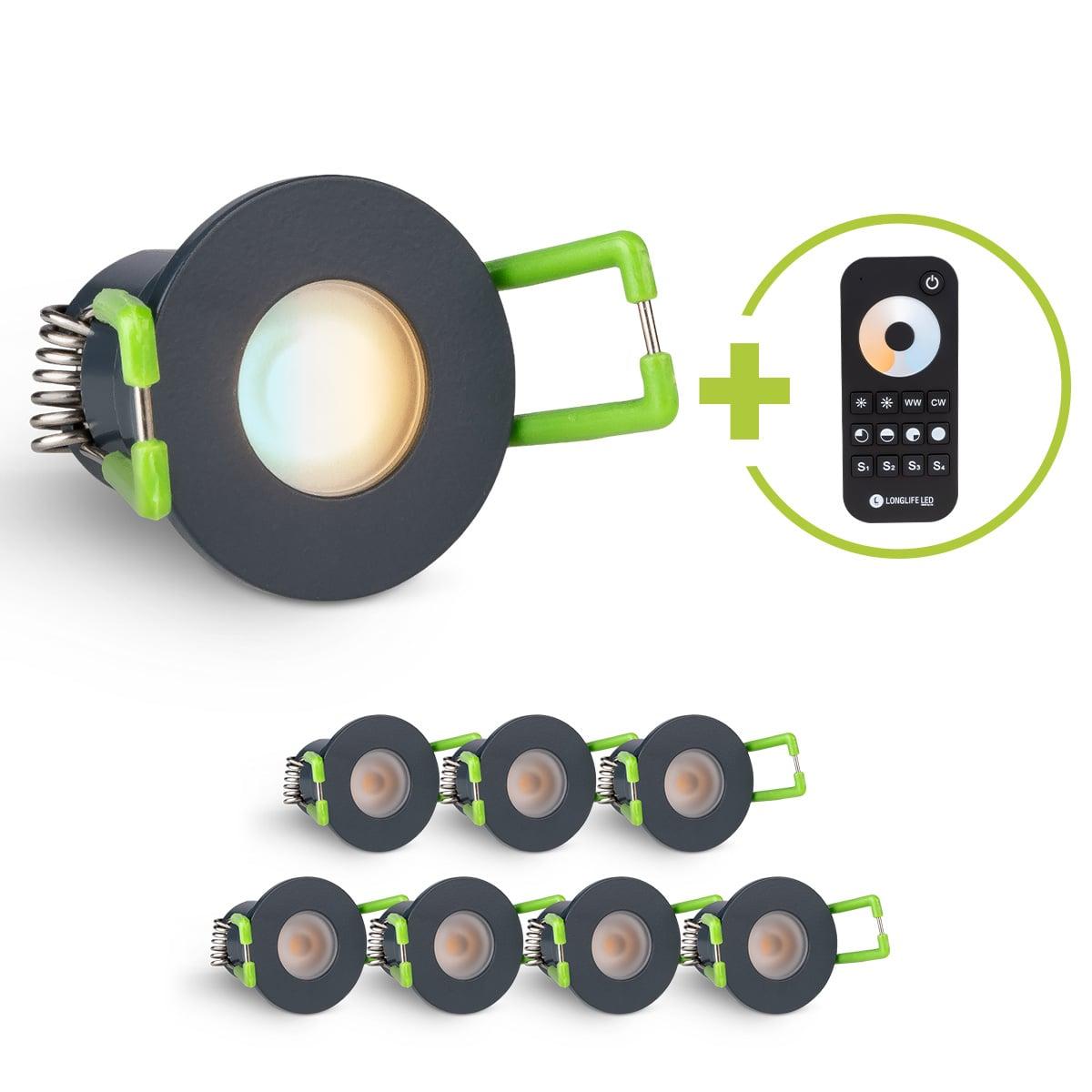 Einbaustrahler Mini Livorno 3W CCT 2700K-6500K IP65 - Farbe: anthrazit RAL 7016 - Anzahl: 8x
