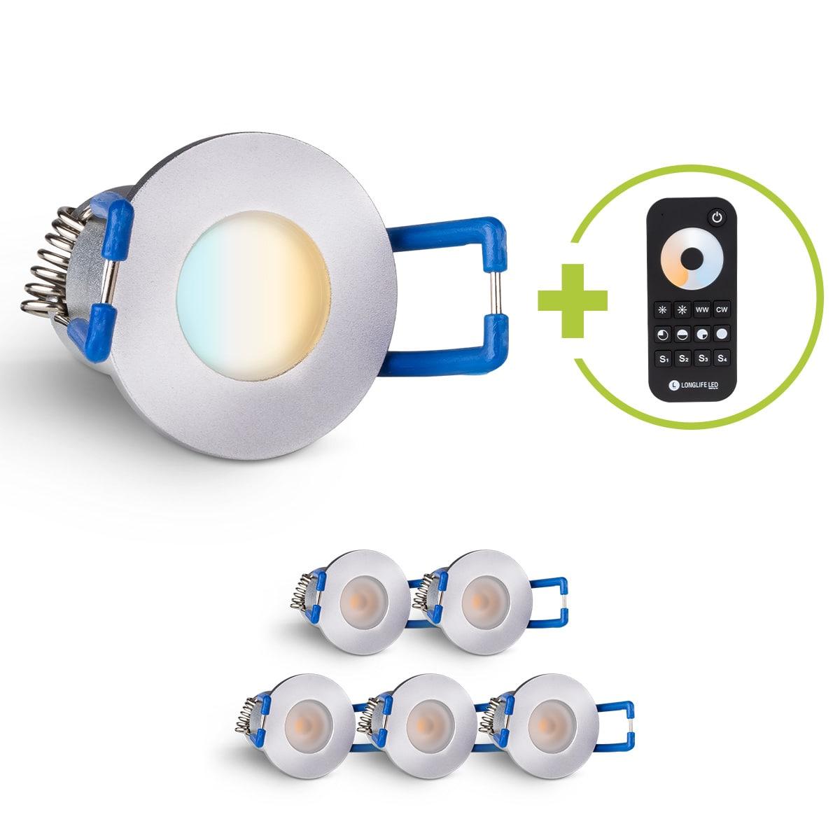 Einbaustrahler Mini Livorno 3W CCT 2700K-6500K IP65 - Farbe: silber - Anzahl: 6x