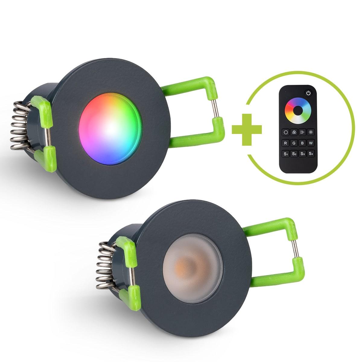 Einbaustrahler Mini Livorno 3W RGBW IP65 - Farbe: anthrazit RAL 7016 - Anzahl: 2x