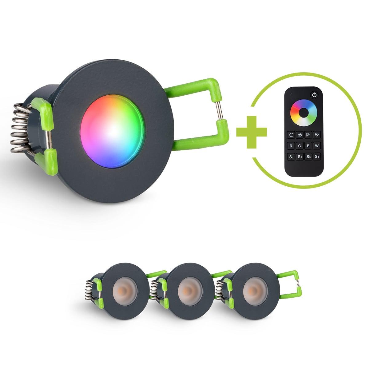 Einbaustrahler Mini Livorno 3W RGBW IP65 - Farbe: anthrazit RAL 7016 - Anzahl: 4x