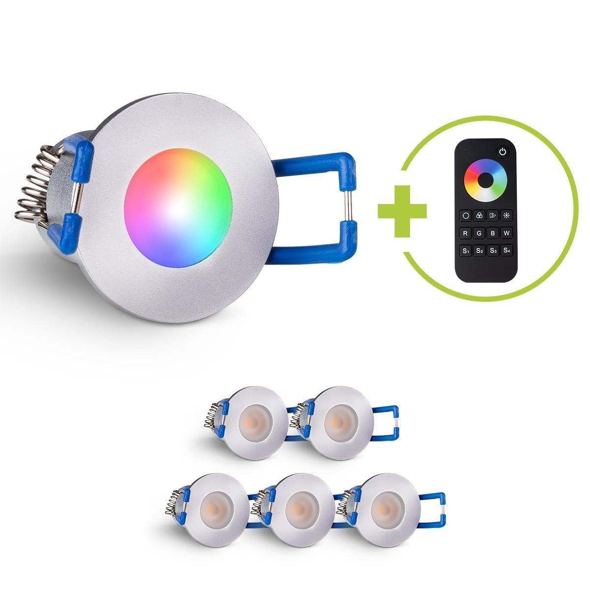 Einbaustrahler Mini Livorno 3W RGBW IP65 - Farbe: silber - Anzahl: 6x