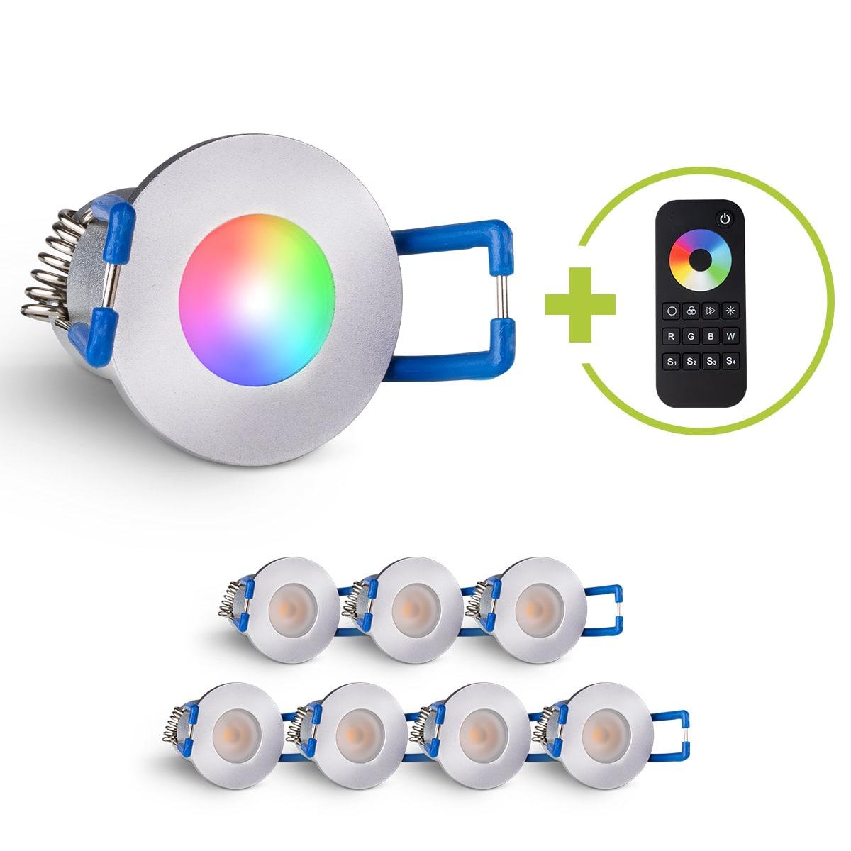 Einbaustrahler Mini Livorno 3W RGBW IP65 - Farbe: silber - Anzahl: 8x