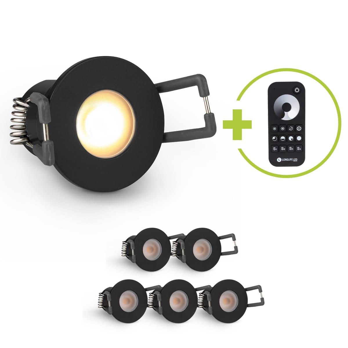 Einbaustrahler Mini Livorno 3W 2700K IP65 - Farbe: schwarz matt - Anzahl: 6x